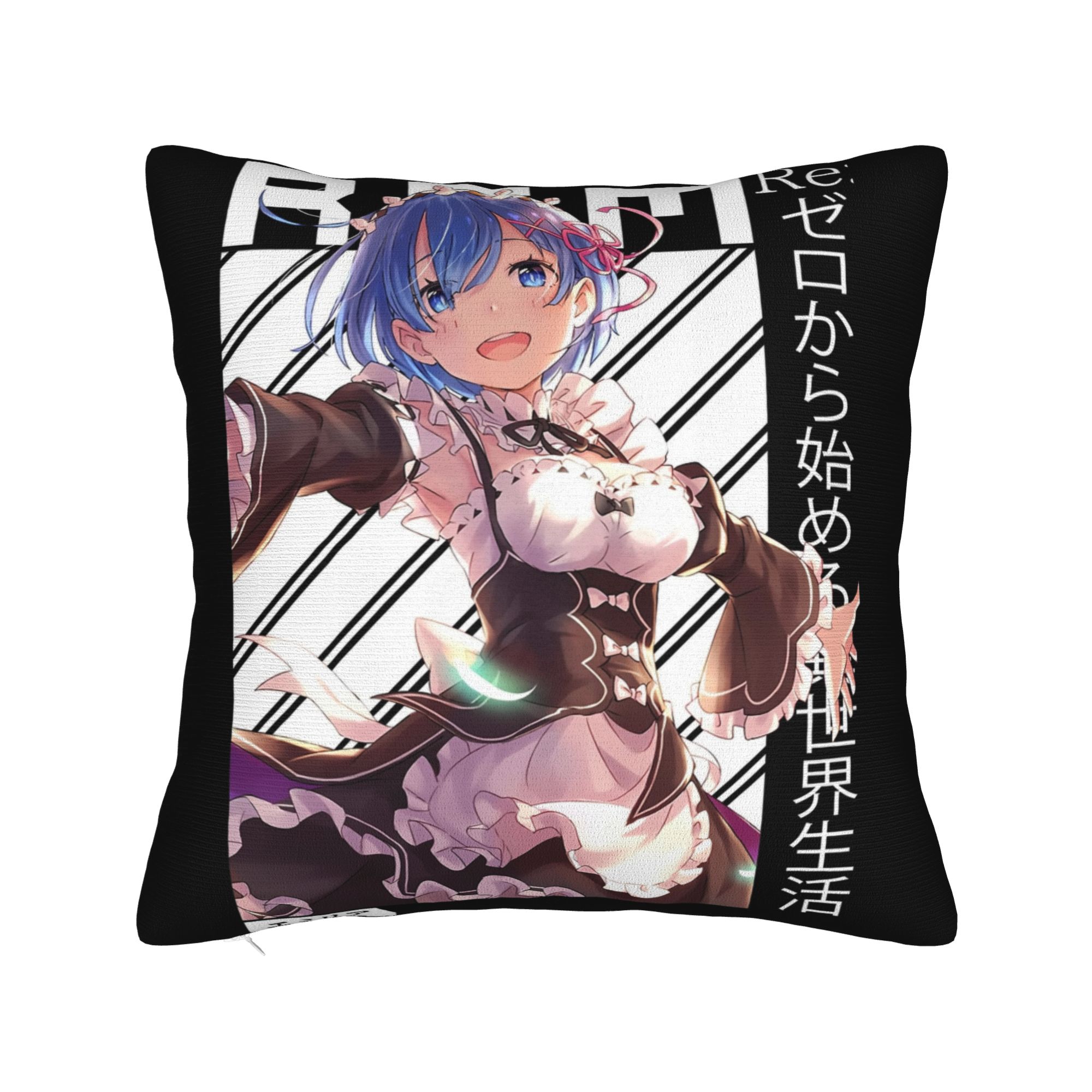 Rezero Rem Re:Life In A Different World From Zero Ram Kissenbezug Weiche Kissenhülle Dekorative Wurfkissenhülle Zuhause 30x30cm 12x12in