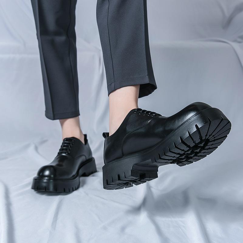 New small leather shoes large size boots British style college retro black single shoe size