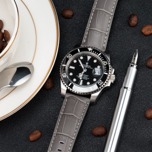 OTTOODY Watch Band, Elegant Genuine Leather Watch Band with Crocodile Pattern, 18mm, 20mm, 21mm, 22mm, Replacement Strap, Quick Release, No Tools Requ