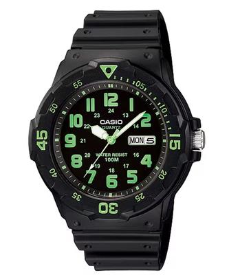 Standard Quartz Watch MRW-200H-2B3V / -200H-3BV Men's Greenish Blue Dial / Black and Lime Green [Imported]