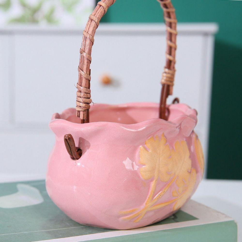 Odporna na korozję Ceramiczna Doniczka na Sukulenty z Uchwytem Dekoracyjna Kreatywna Doniczka Oddychająca Nordycka Doniczka Ornament