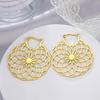 Dawapara Stainless Steel Bohemian Hoop Earrings Filigree Mandala Sacred Geometry Amulet Wiccan Earrings Women Jewelry
