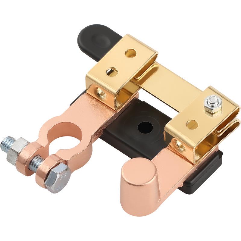 Universal Pure Copper Car Battery Disconnect Switch - Anti-Leakage Brass Main Knife Switch for Positive and Negative Terminals.
