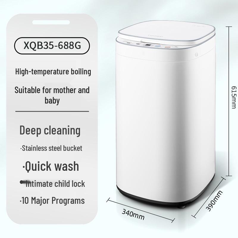 3.5kg Smart Automatic Mini Washing Machine for Baby Clothes with High-Temp Sterilization
