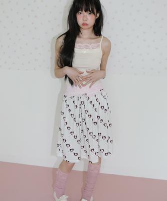Nofficial Noffice Heart Berry Side Tie Skirt Ivory