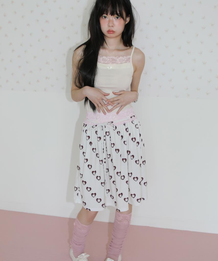 Nofficial Noffice Heart Berry Side Tie Skirt Ivory