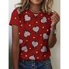 Love Short Sleeve Fashion Women's Crew Neck T-Shirt 3D Love Color Printing Crew Neck Short Sleeve