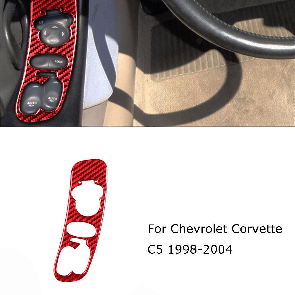 For Chevrolet Corvette C5 Carbon Fiber Window Lift Button Switch Control Trim