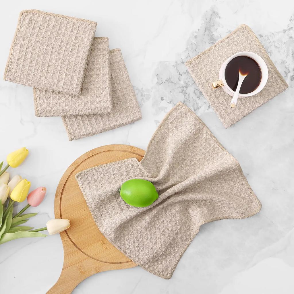 1/5pcs Kitchen Lock Edge Woven Towel High-quality Ultra-fine Fiber Waffle Cloth Reusable Super Absorbent Dishwasher Towel