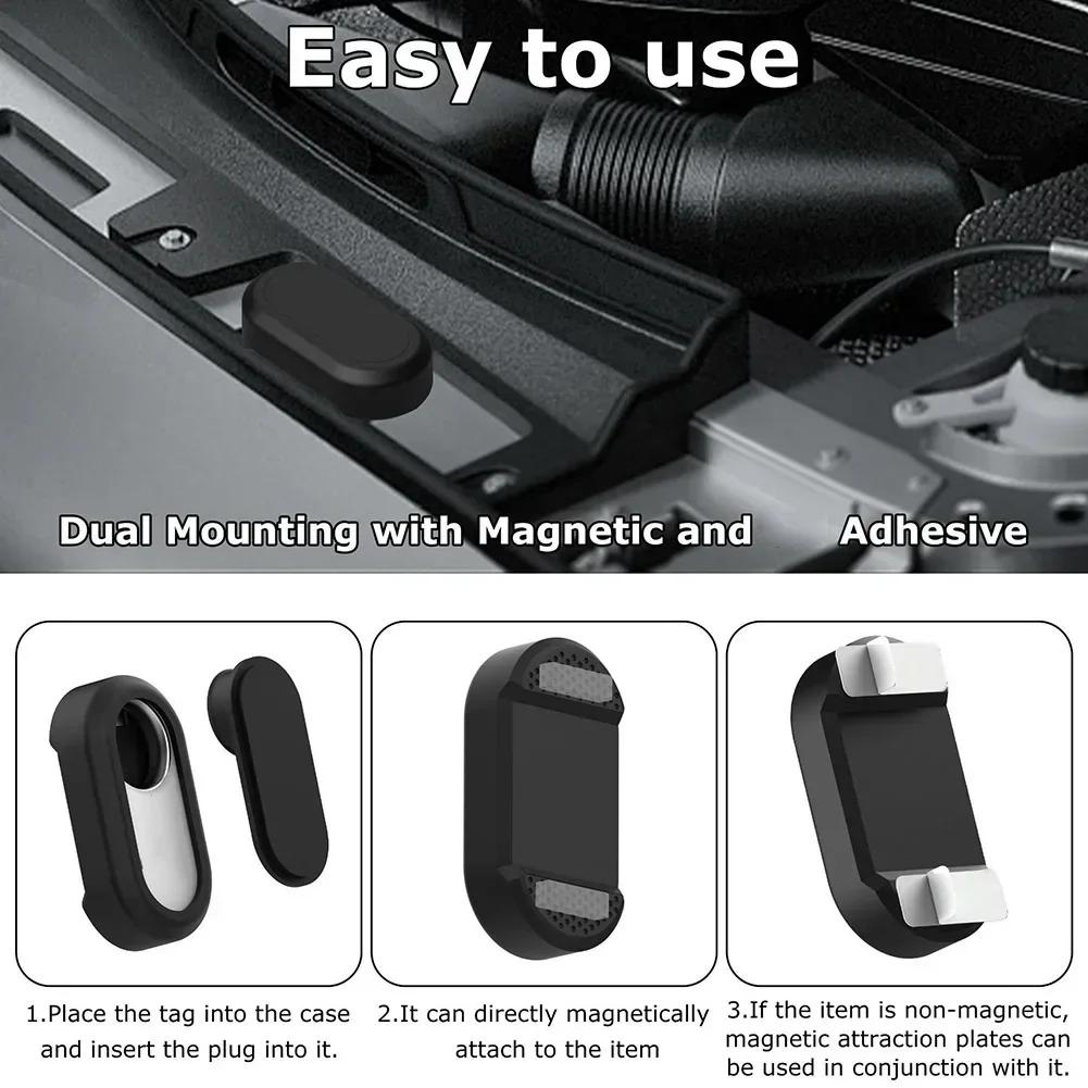 Black Waterproof Magnetic Case For Samsung Smart Tag 2 Silicone Protective Holder With Dual Mounting 5.6x3x1.52cm