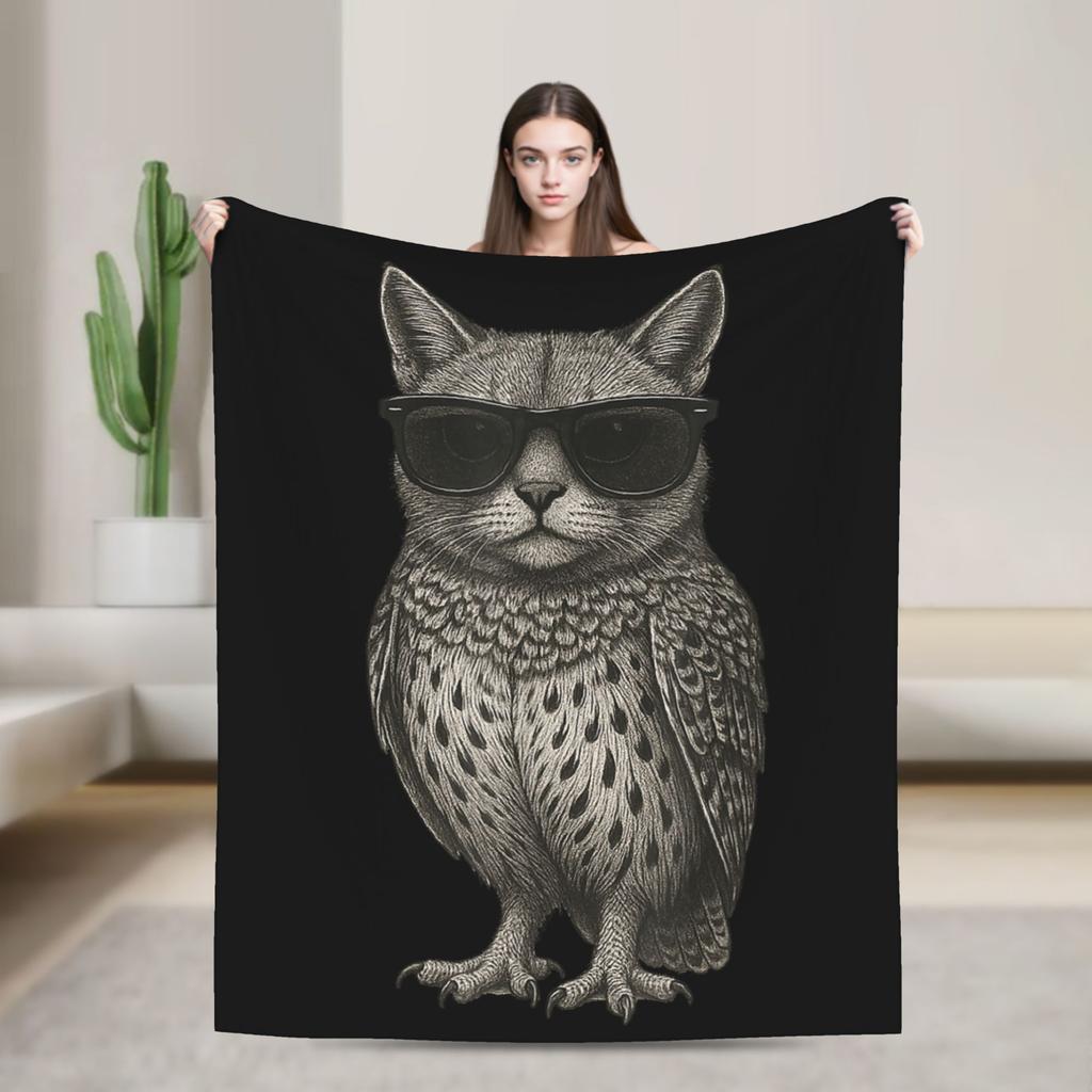 Meowl Gatto Gufo Divertente Internet Trendy Meme Coperta Super Calda Morbida Peluche Coperta Plaid Per Divano Letto Flanella Copriletto Coperta da Letto