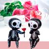 Sugar Skull Decor - Sugar Skull Couple Statue for Halloween Home Decor - Day of The Dead Decor for Home - Resin Crafts Skeleton Memorial Sculpture -