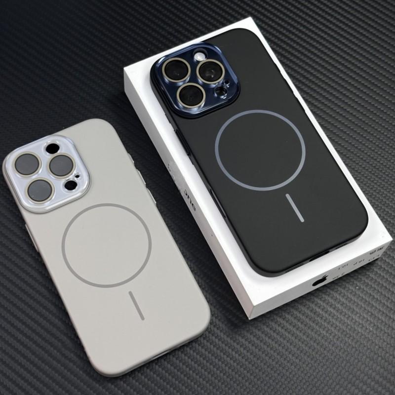 Luxury Camera Protection Phone Case for iPhone 16 15 14 Plus 13 12 Pro Max For Magsafe Wireless Charge Magnetic Hard Matte Cover