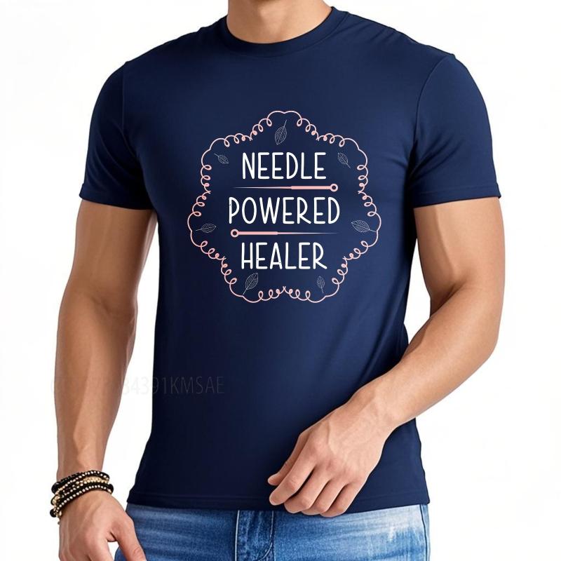 Daily Wear summer Women t shirt Needle Powered Healer Design With Leaves And Threads Short Sleeve Solid Color Oneck Tee shirt
