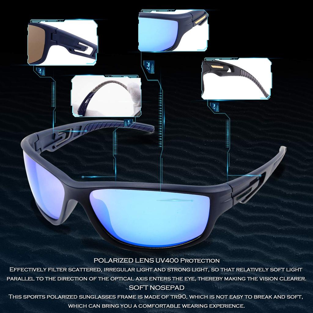 Feisedy TR90 Polarized Sports Sunglasses with UV Protection for and Ultra B2616 Men's Golf, Fishing, Running, Baseball, Cycling, Lightweight,