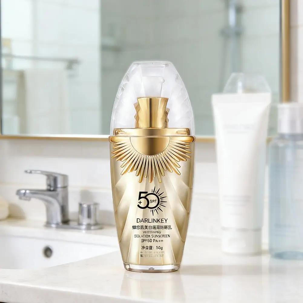 Protetor Solar Clareador Cuidado Facial Loção Controle de Oleosidade Protetor Solar SPF50+++ Hidratante Corretivo Facial CC Cream Base Maquiagem Skincare 50g