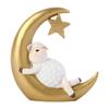 Animal Sculptures Sheep Sleepings On Crescents Moon Figurines Table Ornament Resin Moon Sheep Statue Home Office Decors