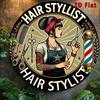 D Flat Pc Vintage Hair Stylist Vintage Round Aluminum Sign Retro Indoor Outdoor Decor for Home Room Restaurant BarCafe