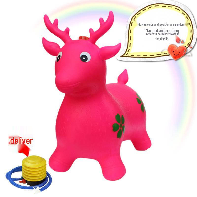Children's Extra Large Inflatable Bouncy Horse Toy – Thick Stable Fawn Ride-On with Music and Cartoon Unicorn Design