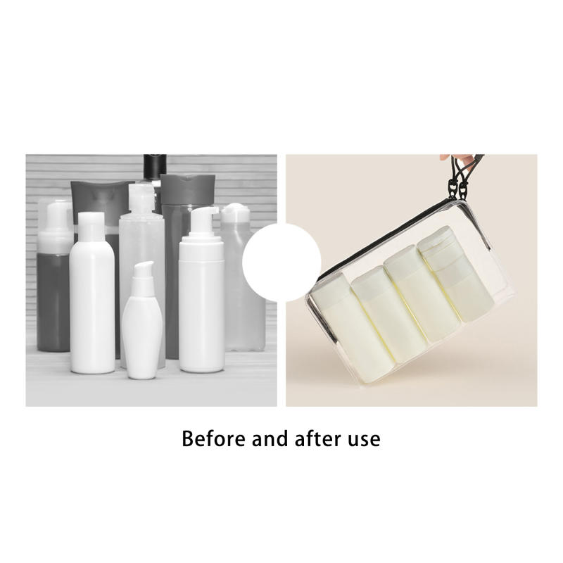 Lehká cestovní stlačitelná sada kosmetických lahviček na toaletní potřeby, plnitelná prázdná nádobka na tekutiny, krémy, pleťová mléka, dávkovač