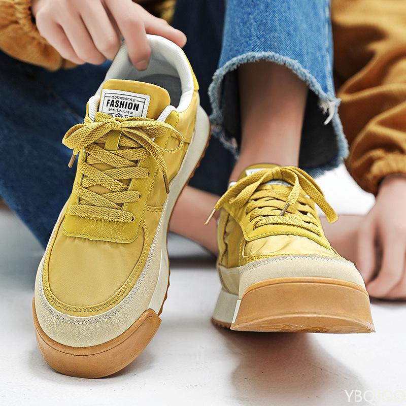 

Весенние новые мягкие подошвы противоскользящие модные универсальные легкие спортивные кеды удобные дышащие повседневные мужские туфли 44 жёлтый