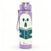 1PC Cute Ghost Reading Book Halloween Print 750ml Color Plastic Sports Water Bottle Leakproof Flip Straw Lid Suitable for Sports Office Home Use