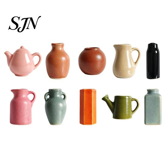 Creative Kitchen Organization Tools Mini Ceramic Vase Fridge Magnets, Cute Tiny Flower Magnets for Refrigerator Accessories Artificial Flowers,