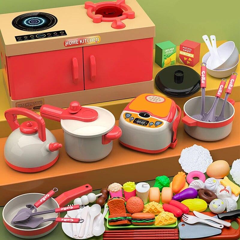 Simulation Pretend Play House Kitchen Toy Girl Cooking Tableware Set Girl Simulation Cooking Tableware Set Gifts Toys For Girls