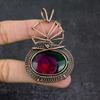 Pink Rubellite In Chrome Gemstone Handmade Copper Wire Wrap Pendant 2.76" n8F92