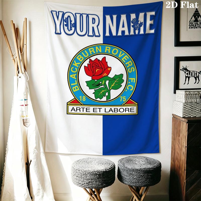 Custom Name Blackburn Rovers Wall Tapestry Aesthetic Wall Hanging Printed Fabric Blanket Decorative Tapestries for Bedroom Living Room Home Decor