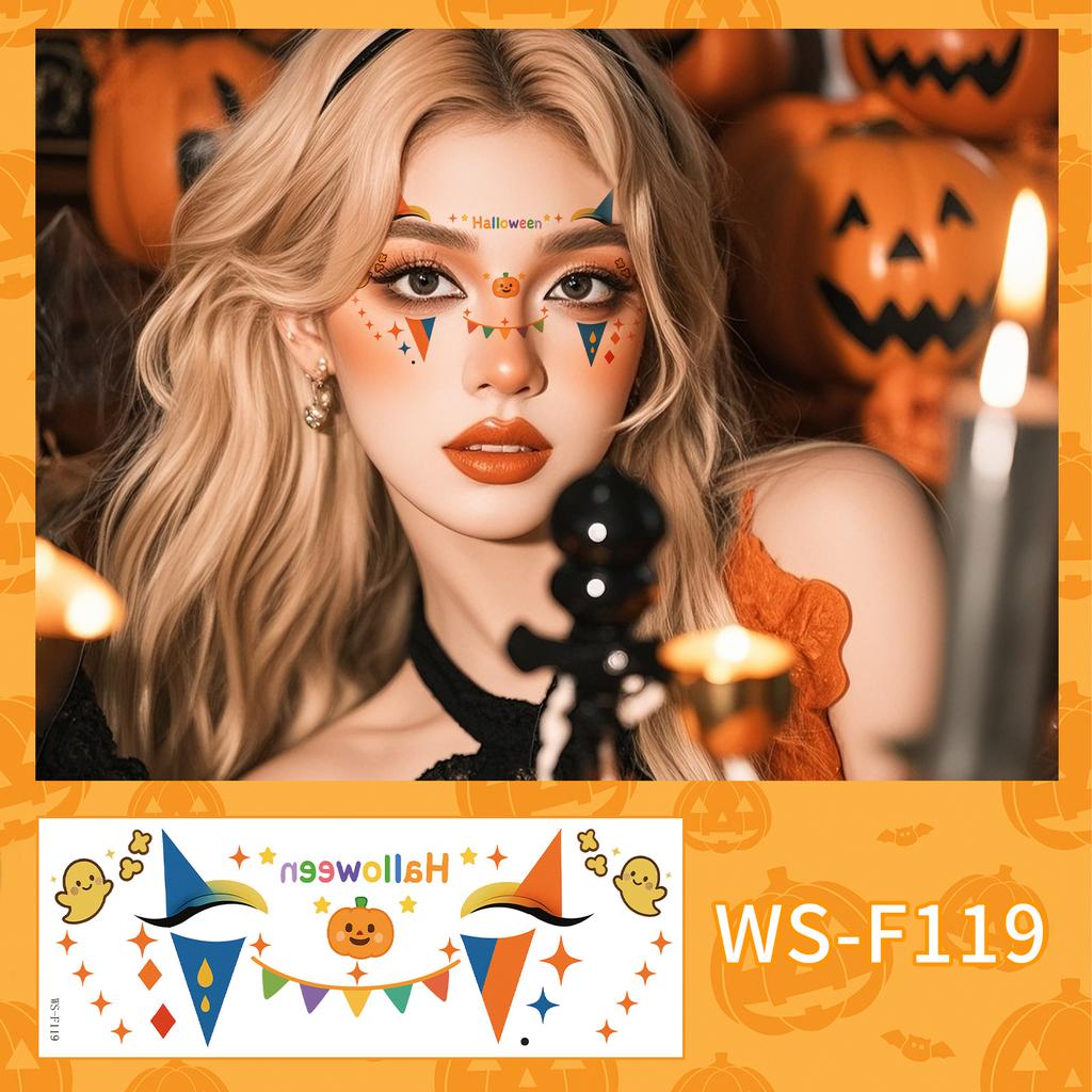New Beautiful Ghost Haunted Halloween Tattoo Sticker Witch Playful Cute Makeup Face Waterproof