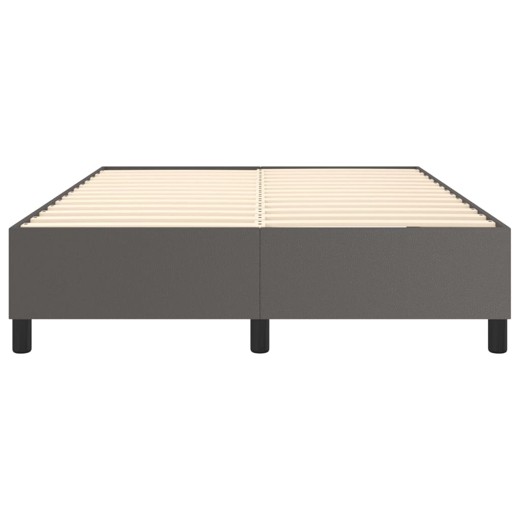 Box Spring Bed Frame Gray 140 x 190 cm Faux Leather