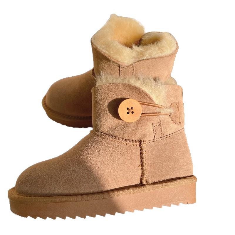 2025 Sheepskin & Wool Kids' Genuine Leather Non-slip Snow Boots for Parent-Child