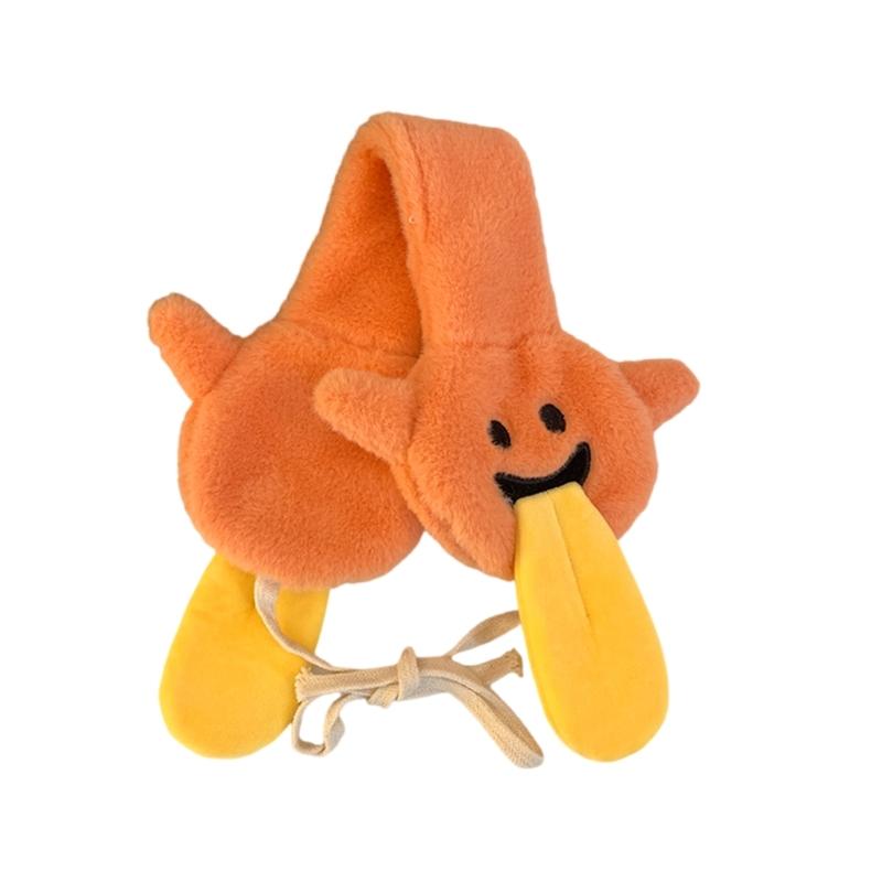 

Плюшевые наушники с высунутым языком для холодной погоды, для активного отдыха зимой, защита для ушей, 2000-е, теплые наушники, ученические согревалки для ушей оранжевый