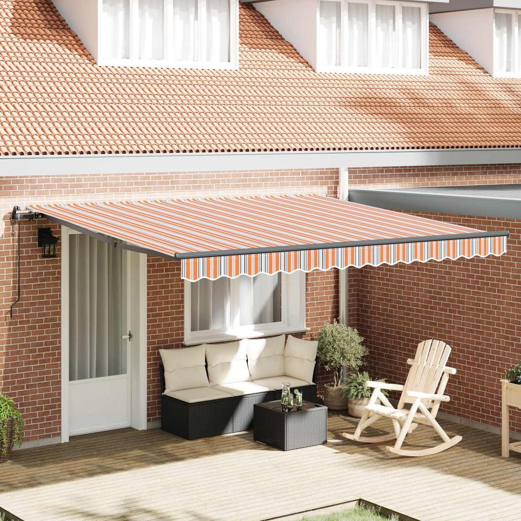 Retractable Awning Multicolor 400 X 350 Cm Fabric and Aluminum