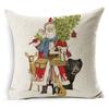 Christmas Decoration Cushion Cover Cartoon Elk Santa Cushion Cover Christmas Pillow Case Linen Decoration Pillow Home Decoration