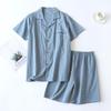 Set Pigiama Estivo per Coppia: Completo da donna a quadri in cotone a maniche corte con pantaloncini, Pigiama casual taglie forti da uomo