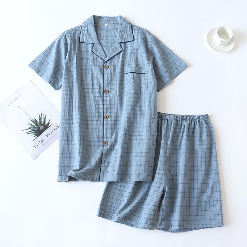Set Pigiama Estivo per Coppia: Completo da donna a quadri in cotone a maniche corte con pantaloncini, Pigiama casual taglie forti da uomo