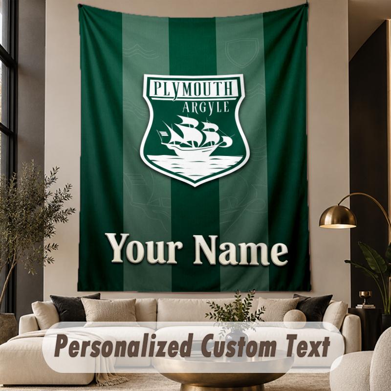 Custom Text Tapestry Plymouth Argyle FC Print Wall Tapestry Indoor Living Room Wall Decor