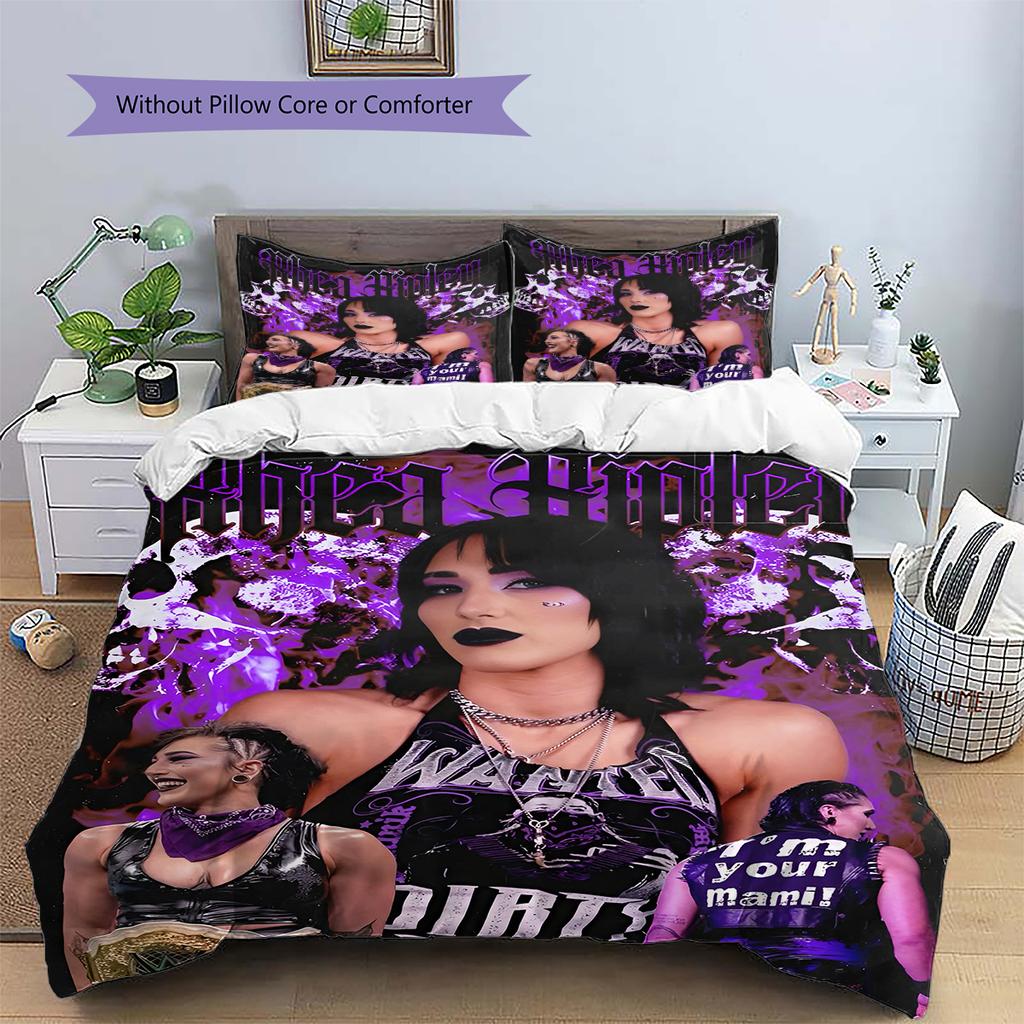 Biancheria da letto con motivo Rhea Ripley, Set piumone Copripiumone Federa Regalo di Compleanno per la Casa (1 * copripiumino + 2 * federa, senza nucleo)