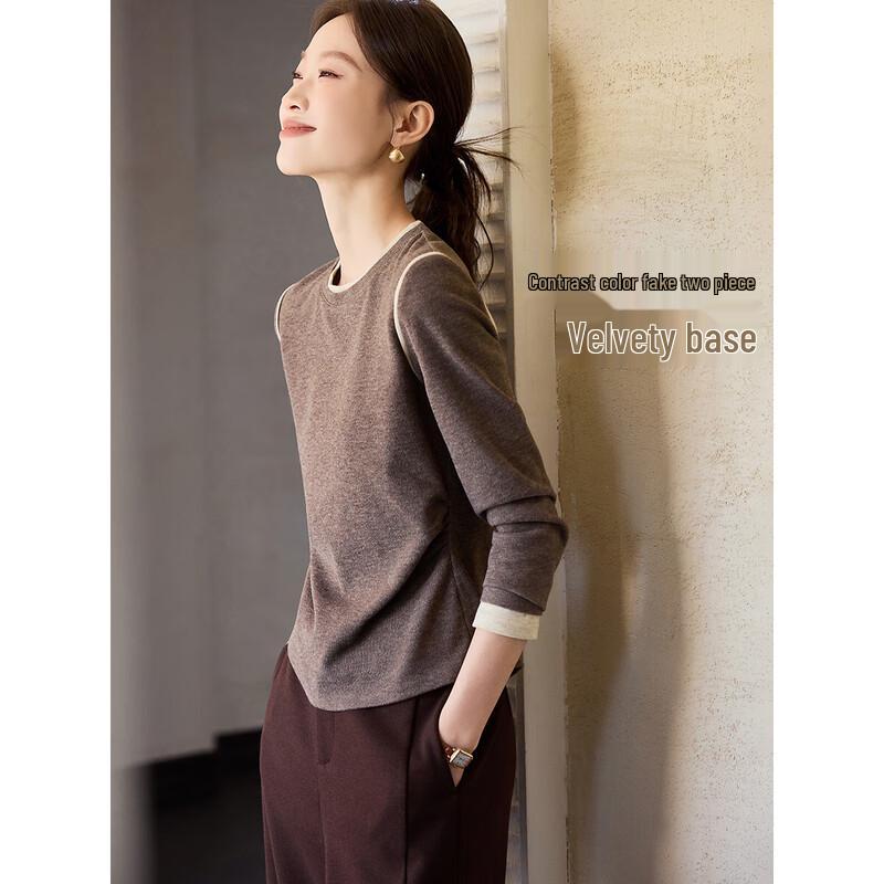 

Mohan Yimei Women s Faux Two-Piece Warm Round Neck Top XL