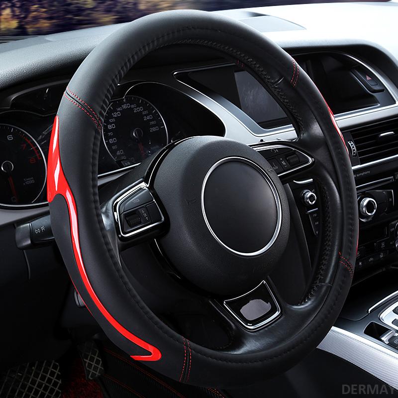 DERMAY Mode PVC Auto Lenkradbezug Größe M Universal Rutschfest Passend Außendurchmesser des Lenkrads 37-38cm Innenraumzubehör