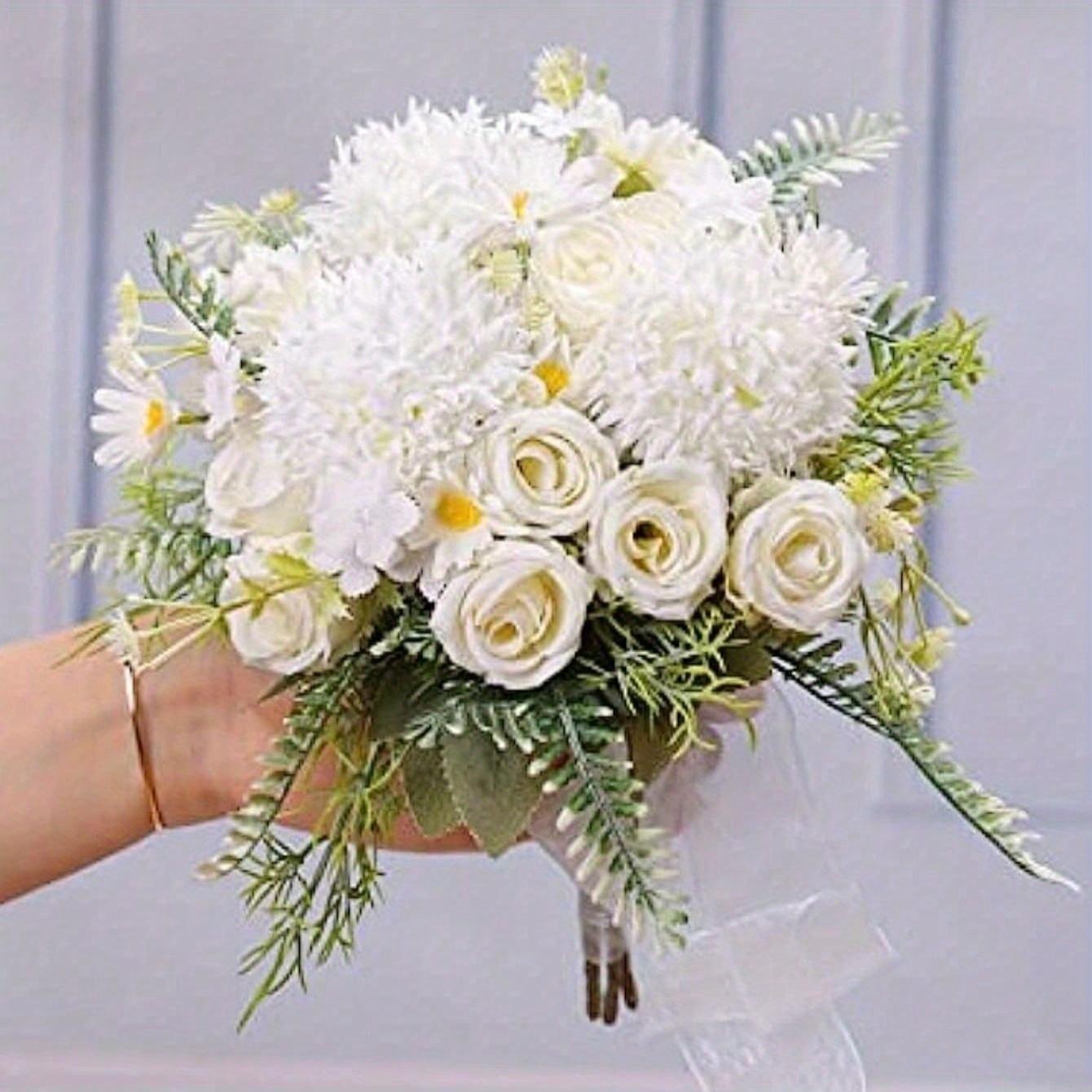 

4шт свадебный ручной букет роза гортензия искусственный цветок букет искусственных роз со стеблями для украшения искусственного растения центральный элемент стола декор вечеринка дом белый