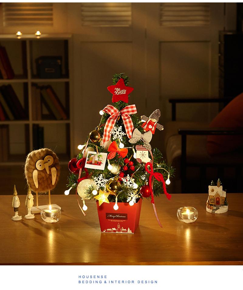 50cm Tabletop Christmas Tree with Lights - Gold & Red Ornament Set