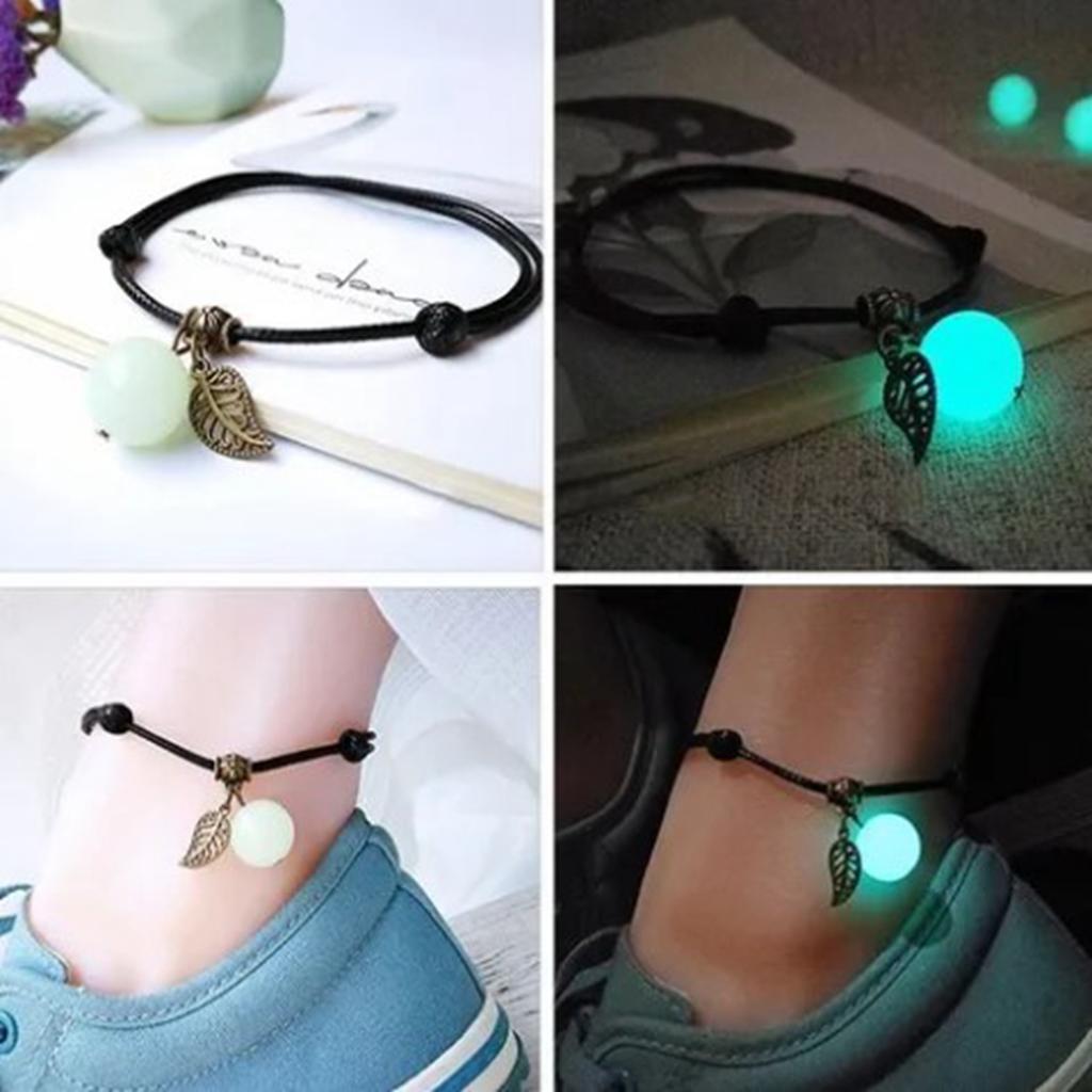 2pcs Bracelets Luminous PU Leather Adjustable Unisex Fashionable Rope Pendant Friendship Bracelet
