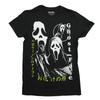 Ghost Face New Adult T-Shirt - Trio of Distressed White Images Green Kanji