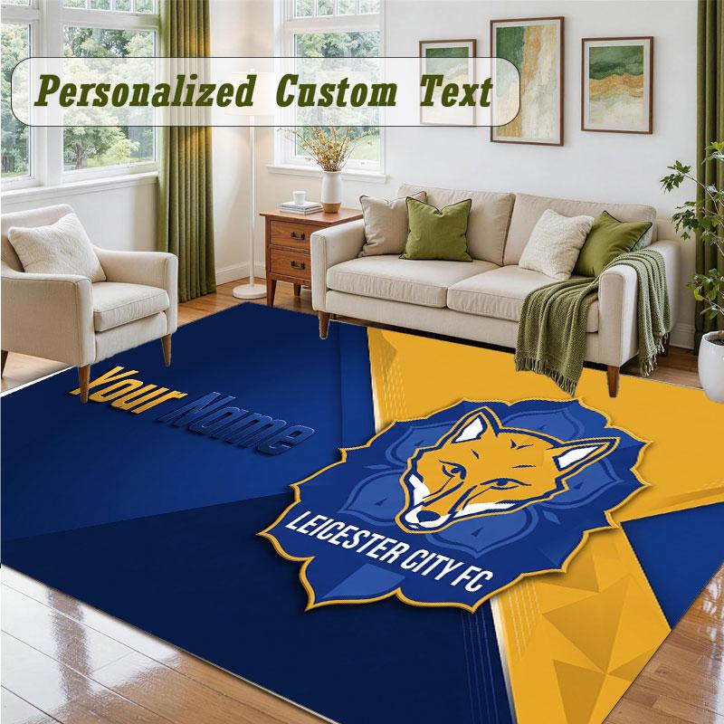 Crystal Velvet Square Rug Custom NameLeicester City Pattern Non Slip Home Floor Decor Rug