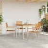 Garden Dining Set 5 Pcs Solid Acacia Wood and Stainless Steel