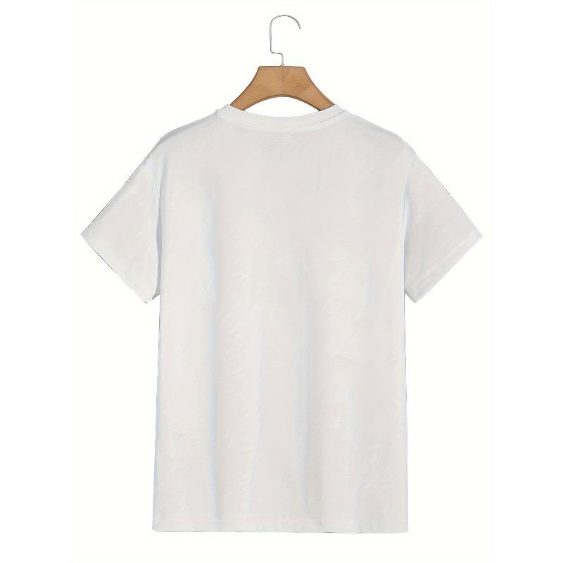 Men'S Graphic T-Shirt - Breathable Streetwear Tee with Print, Machine Washable, Plus Size Short Sleeve Round Neck Casual Shirt , Soft Fabric Top