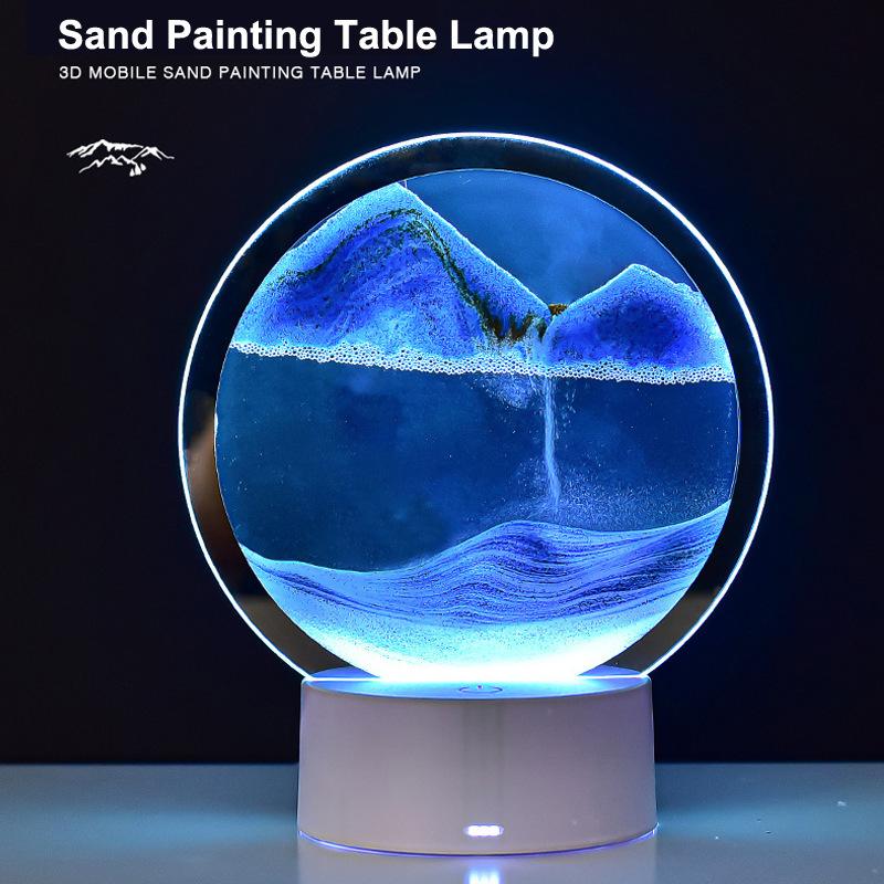 Romantic LED Sand Painting Atomosphere Lamp RGB LED Night Light Desk Lamp Christmas Gift Decor Creative Quicksand Table Lamp